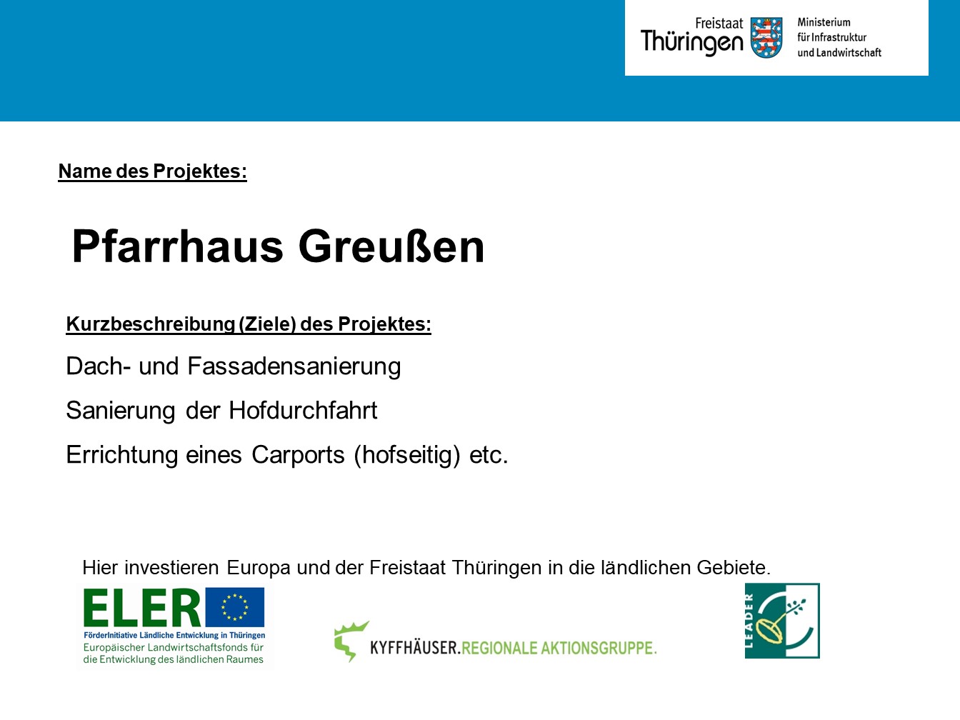 Projekt LEADER Pfarrhaus Greußen